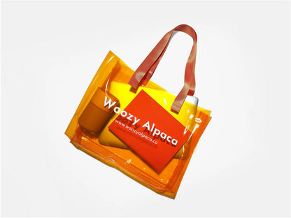 woozy alpaca, woozy alpaca's bag, shopping bag, bag, pvc shopping bag, reusable shopping bag, reusable pvc bag, reusable bag
