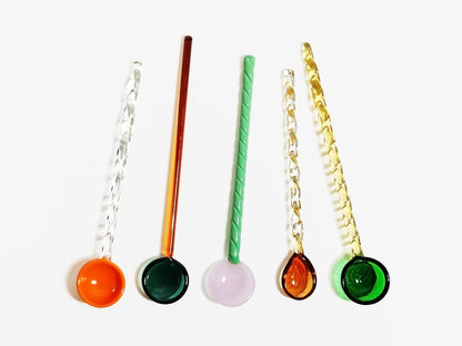 Colorful spoon, Glass Spoon, Dessert Spoons, Long Handle Coffee Spoon, Handmade Glass Spoon, Glassware