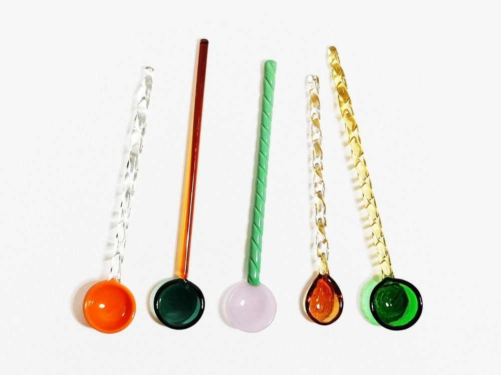 Colorful spoon, Glass Spoon, Dessert Spoons, Long Handle Coffee Spoon, Handmade Glass Spoon, Glassware